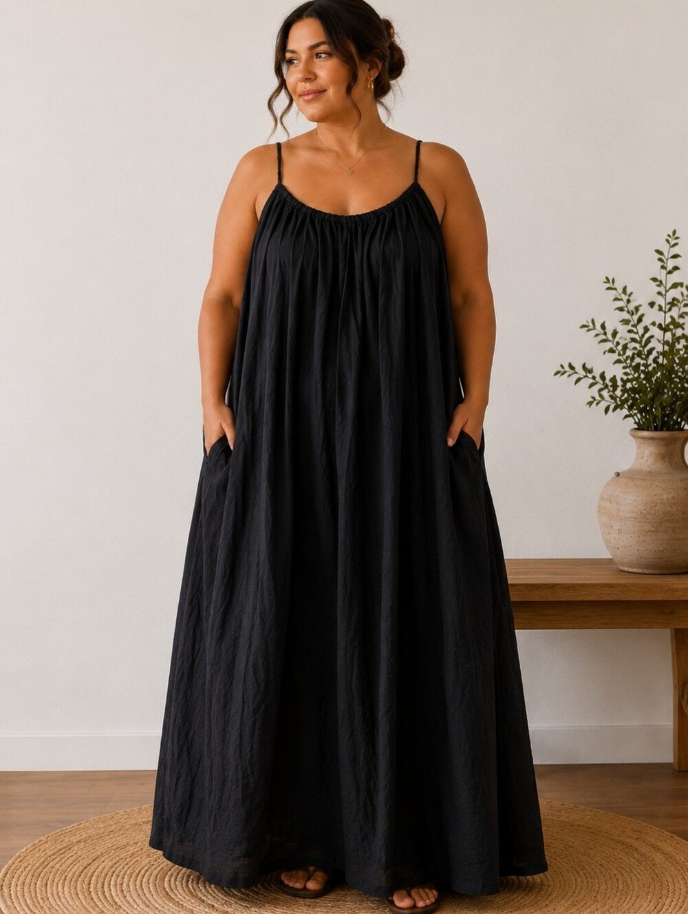 H&M Black Maxi Sundress with Spaghetti Straps - Picture 2 of 7